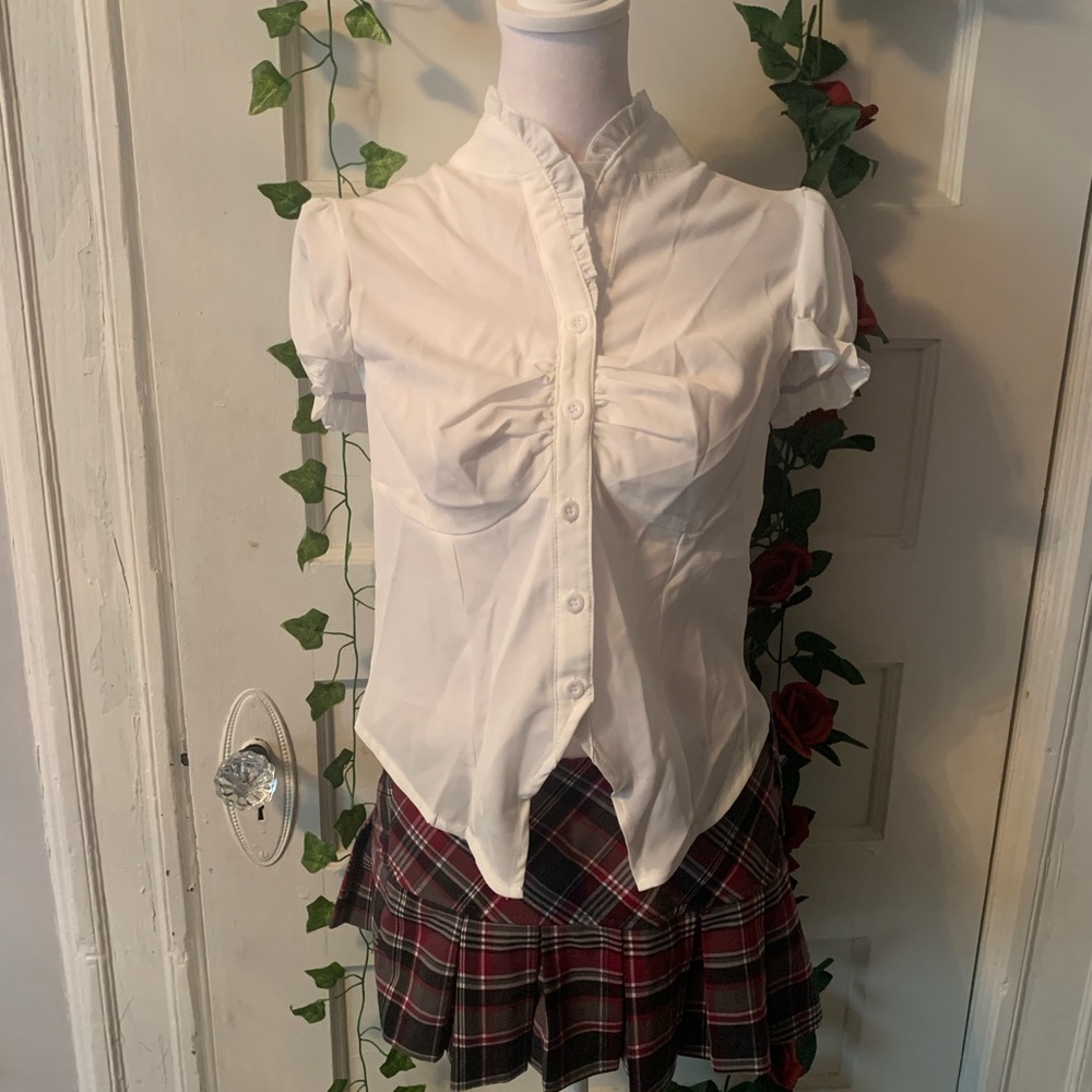 White Button-Up Blouse - Picture 3 of 6